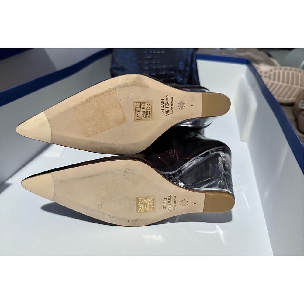 Stuart Weitzman Lucite Croc-Embossed Leather Wedg… - image 8